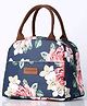 House of Quirk Insulated Reusable Nylon Lunch Bag Tote Bag for Women, Printed Lunch Bag for School, Picnic, Office, Outdoor, Gym (Navy Rose Flower)