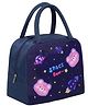 House of Quirk Insulated Lunch Bag for Office, Picnic, School   Waterproof Canvas Cooler With Pocket for Women, Men, Girls, Kids (Blue Space Pink Bear)