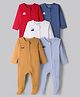 Bonfino 100% Cotton Full Sleeves Vehicles Printed Footed Sleepsuit Pack Of 5 - Multi Colour