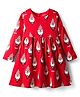 Bonfino 100% Cotton Full Sleeves Dress With Santa Print - Red