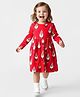Bonfino 100% Cotton Full Sleeves Dress With Santa Print - Red