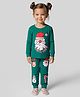 Bonfino 100% Cotton Knit Full Sleeves Night Suit With Santa Print - Green
