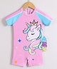 Mark & Mia Half Raglan Sleeves Legged Swimsuit With Unicorn Print - Pink