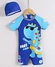 Mark & Mia Half Raglan Sleeves Legged Swimsuit With Dino Print - Blue