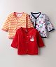 OHMS Single Jersey Knit Full Sleeves Boat Printed Jhablas Pack Of 3 - Red Yellow & White