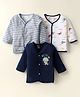 OHMS Single Jersey Knit Full Sleeves Striped & Sea Animals Printed Jhablas Pack of 3 - White Grey & Navy Blue