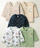 OHMS Single Jersey Knit Front Open Full Sleeves Striped Jhablas with Animal & Star Print Pack of 5 - Multicolor