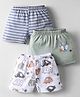 OHMS Single Jersey Knit Knee Length Shorts with Animal Print & Stripes Pack of 3 - Multicolor