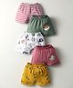 OHMS Single Jersey Knit Knee Length Shorts with Animal Print & Stripes Pack of 5 - Multicolor