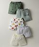 OHMS Single Jersey Knit Knee Length Shorts with Animal Print Pack of 5 - Multicolor