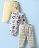 OHMS Single Jersey Knit Full Length Lounge Pant With Animal Print Pack Of 3 - Yellow & White