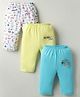 OHMS Single Jersey Knit Full Length Lounge Pants With Vehicle Print Pack of 3 - Light Blue White & Lime Green