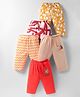 OHMS Single Jersey Knit Full Length Lounge Pants with Animal & Yatch Print Pack of 5 - Yellow Red & Peach
