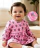 Babyoye 100% Cotton With Eco Jiva Finish Full Sleeves Floral Printed Frock with Bloomer - Pink