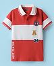 Pine Kids Cotton Knit Half Sleeves Cut & Sew Polo T-Shirt with Best Player Text Print - Red & White