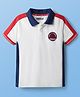 Pine Kids Cotton Knit Half Sleeves Cut & Sew Polo T-Shirt with Patch Detailing - White