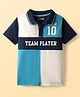 Pine Kids Cotton Knit Polo T-Shirt With Team Player Text Print - Navy Blue