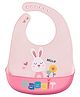 MOMISY Baby Bib For Newborn Waterproof Silicone Apron Wipeable Stain Resistant With pocket For 6 months and up (1, PinkRabbit)
