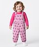 Babyoye 100% Cotton Knit With Eco Jiva Finish Dungaree & Full Sleeves Inner Tee With Floral Print - Pink
