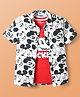 Pine Kids Disney Single Jersey Knit Half Drop Shoulder Sleeves Shirt with T-Shirt & Mickey Mouse Graphics - White & Red