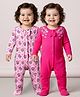 Babyoye 100% Cotton Knit Full Sleeves Sleepsuit With Eco Jiva Finish Floral Print Pack Of 2 - Pink & Dark Pink