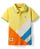 Pine Kids Cotton Knit Half Sleeves Cut & Sew Polo T-Shirt with Patch Detailing - Yellow