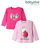 Babyoye 100% Cotton Knit Eco Jiva Finish Full Sleeves T-Shirts With Bunny Print Pack Of 2 - Pink & Dark Pink