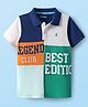 Pine Kids Cotton Knit Polo T-Shirt With Team Player Text Print - Navy Blue  & White