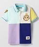 Pine Kids Cotton Knit Half Sleeves Cut & Sew Polo T-Shirt with Embroidery & Patch Detailing - Multicolor