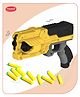 Aditi Toys High Performance Six Fire Gun, Toy Blaster Gun With 6 Dart Rotating Drum, Hi-Arm Toy Gun For Kids Above 6 years, Accurate Upto 45 Feet, Includes 10 Soft Bullet Darts, BIS Approved. (Yellow)