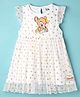 Babyhug Disney Single Jersey Knit Frill Sleeves Party Dress with Bambi Graphics & Foil Print - White