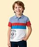 Pine Kids Cotton Knit Half Sleeves Cut & Sew Polo T-Shirt with Nautical Theme Print - Blue & White
