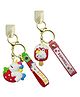Bunie 3D Cute Unicorn and Cartoon Design Fancy Keychain Pack of 2 - Red