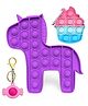 Bunie 3 in 1 Unicorn Pop Fidget Toy for Kids with Keychains - Random color