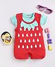 Wonderchild Interlock Drops Printed Romper With Half Puffed Sleeves Solid Top - Red