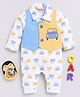 Wonderchild Full Sleeves Vehicles Printed Romper With Attached Waistcoat - Dull White