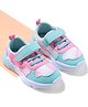 Cute Walk by Babyhug Velcro Closure Sneaker Shoes With Heart Applique & Lace Detailing - Light Blue