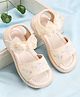 Babyoye Velcro Closure Sandals With Floral Applique - Beige