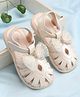Babyoye Velcro Closure Sandals with Bow Applique - Beige