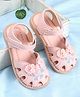 Babyoye Velcro Closure Floral Embroidered & Bow Applique - Pink