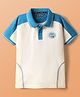 Pine Kids Cotton Knit Polo T-Shirt With I Want To Belive Text Print - Blue & White