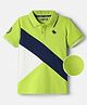 Pine Kids Cotton Knit Half Sleeves Textured Polo T-Shirt with Brand Logo - Neon Green