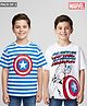 Honeyhap Marvel Single Jersey Knit Half Sleeves Drop Shoulder T-Shirts With Captain America Graphic Pack Of 2 - White & Blue