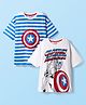 Honeyhap Marvel Single Jersey Knit Half Sleeves Drop Shoulder T-Shirts With Captain America Graphic Pack Of 2 - White & Blue