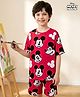 HoneyHap Disney Single Jersey Knit Half Sleeves Shorts Co-Ord Night Suit With Mickey Mouse Print - Red