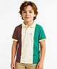 Pine Kids Cotton Knit Half Sleeves Polo T-Shirt With Color Block Design - Multicolor