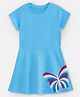 Plan B Cotton Half Sleeves Butterfly Printed Dress - Blue