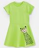 Plan B Cotton Half Sleeves Cheetah Printed Dress - Lime Green