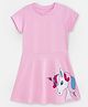 Plan B Cotton Half Sleeves Unicorn Printed Dress - Baby Pink