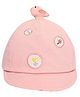 Kidofash Cotton Floral Embroidered & Animal Bird Applique Detailed Cap - Pink